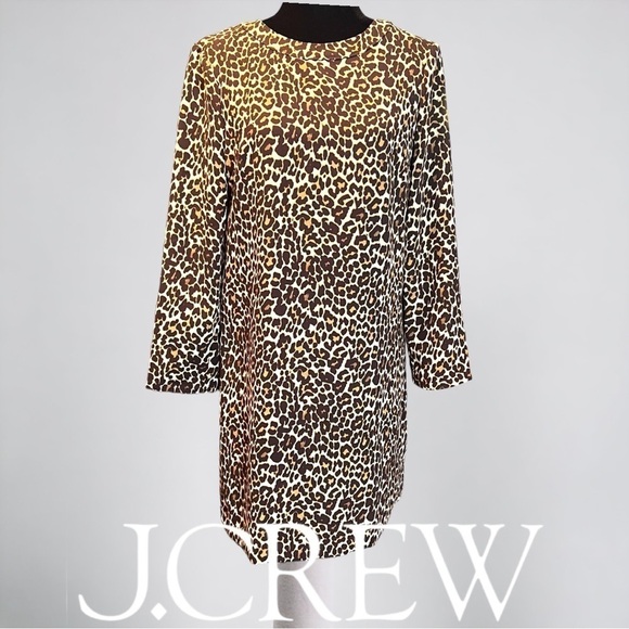 J Crew Cheetah Leopard Print Crepe Shift Dress sz 4 - Picture 1 of 8